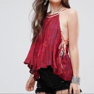 Free People season in the sun lace up side tank